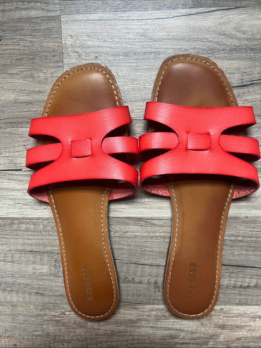 Express Women's Coral Slide Sandals with Brown Leather